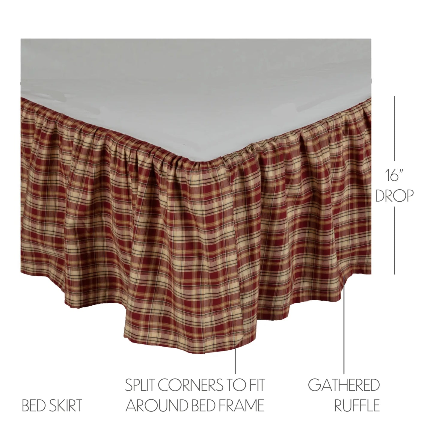 Beckham Plaid Bed Skirt Measurements