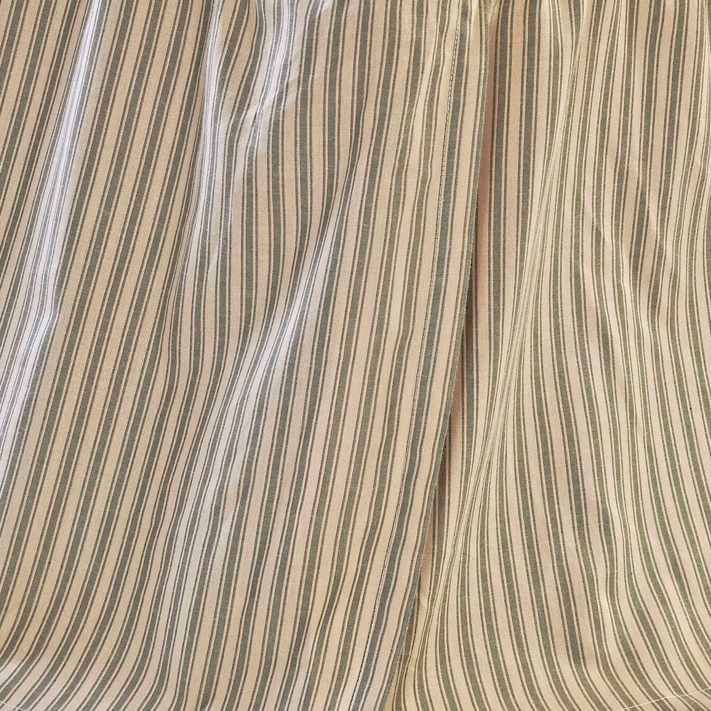 Prairie Winds Green Ticking Stripe Bed Skirt Detail View