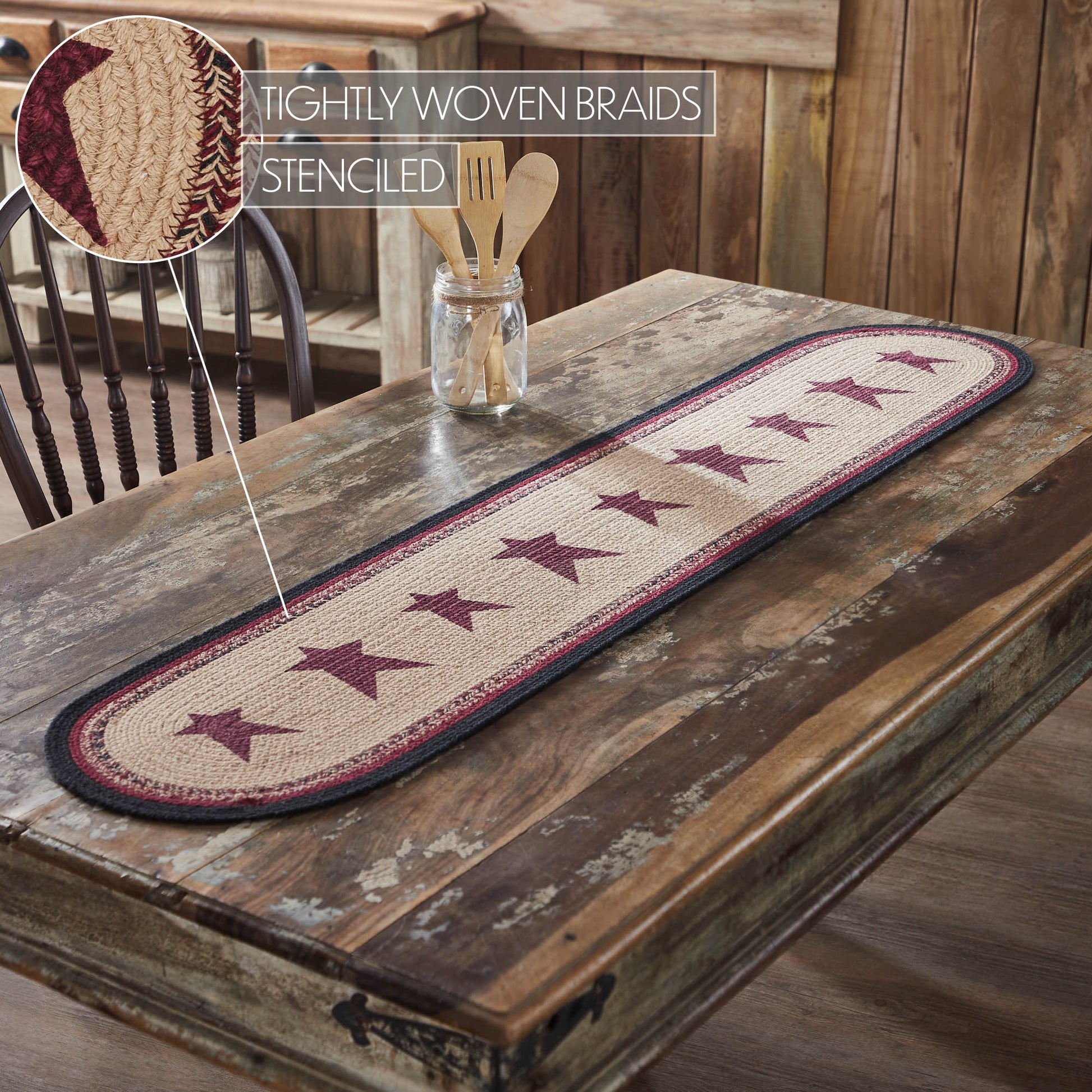 Connell Oval Runner Stencil Stars 12x60