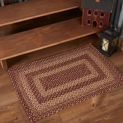 Burgundy Tan Jute Rug Rect 24x36