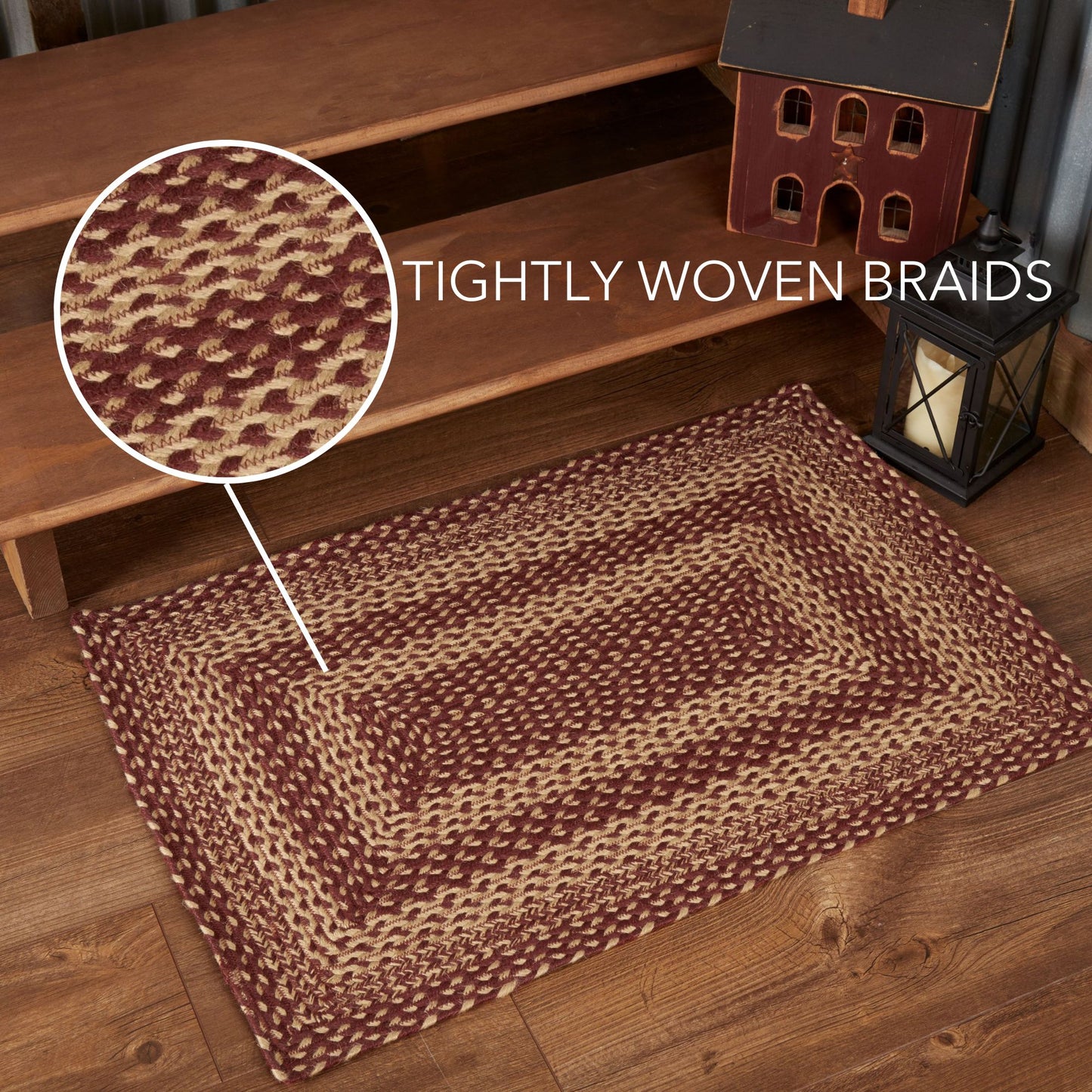 Burgundy Tan Jute Rug Rect 24x36