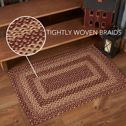 Burgundy Tan Jute Rug Rect 24x36