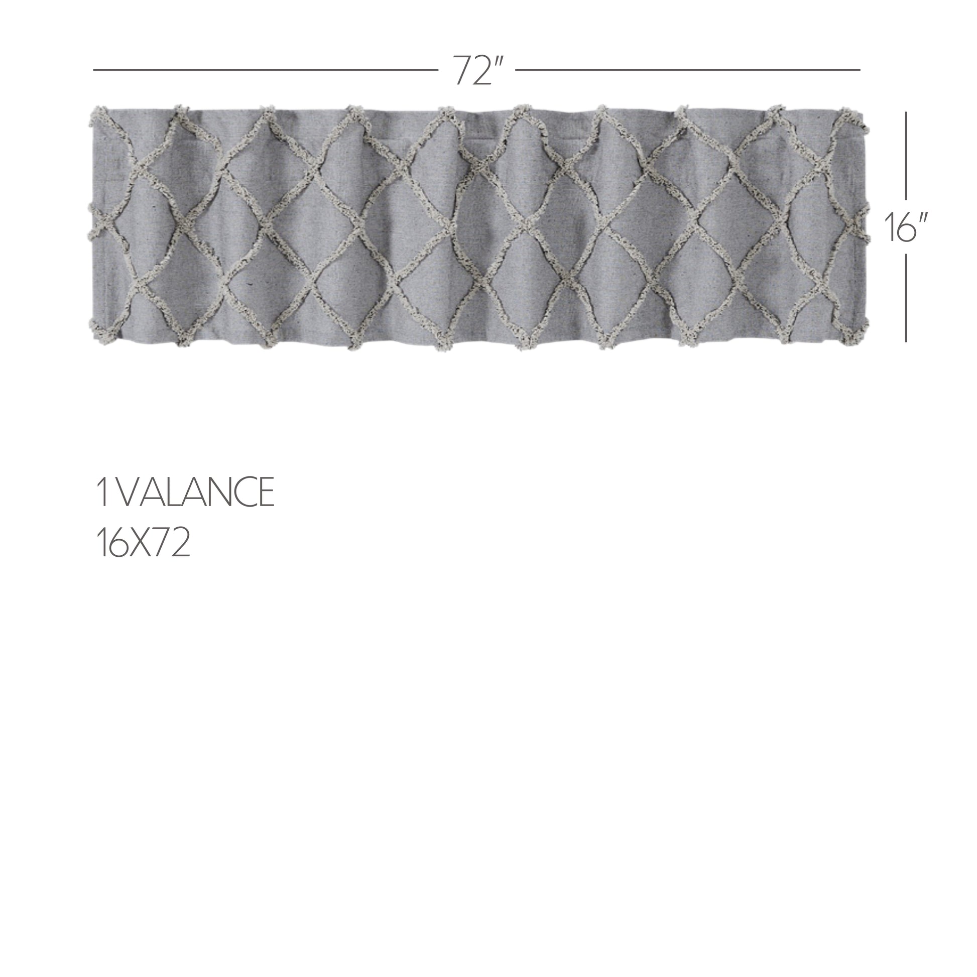 Frayed Lattice Creme & Black Valance 16x72