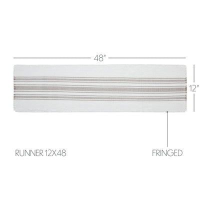 Antique White Stripe Dove Grey Indoor/Outdoor Runner 12x48