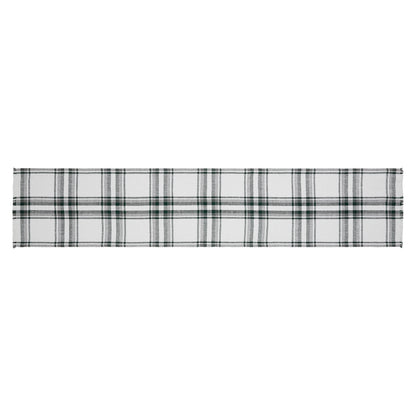 Harper Plaid Green White Runner Fringed 12x60