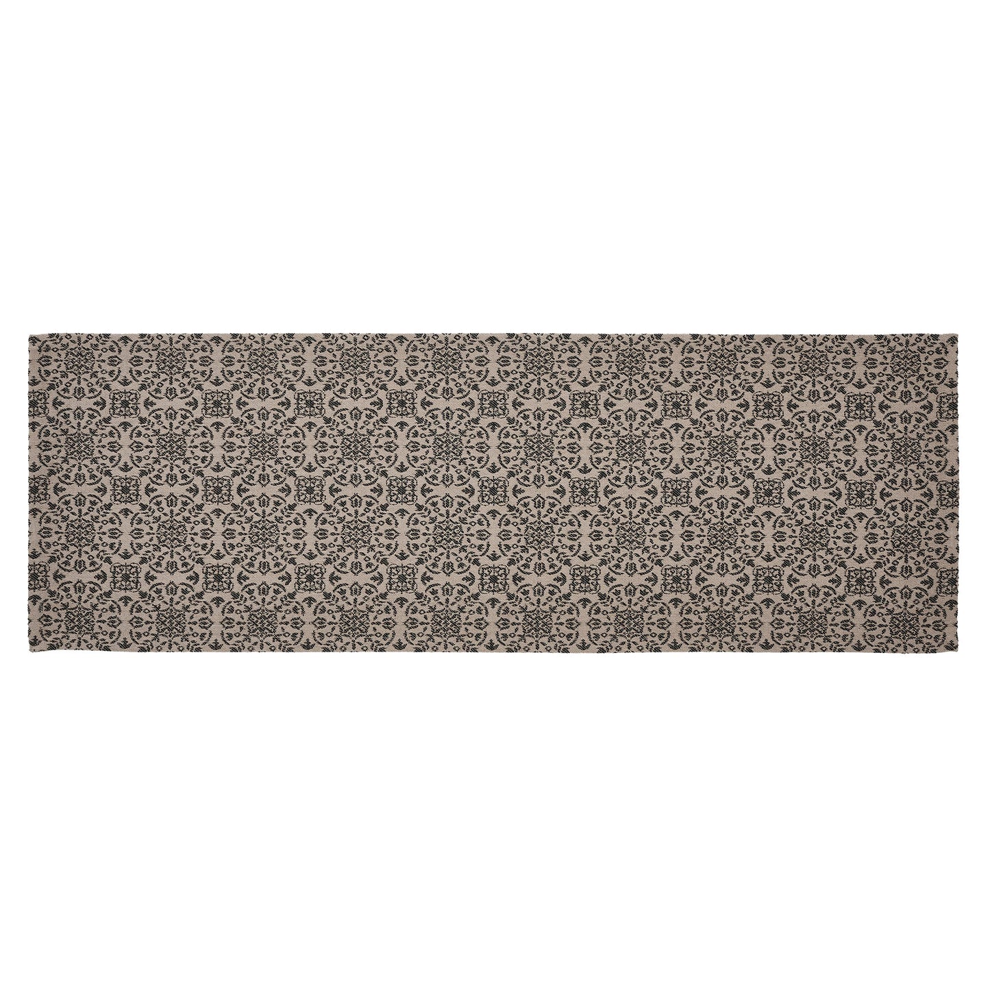 Custom House Black Tan Jacquard Runner 12x36