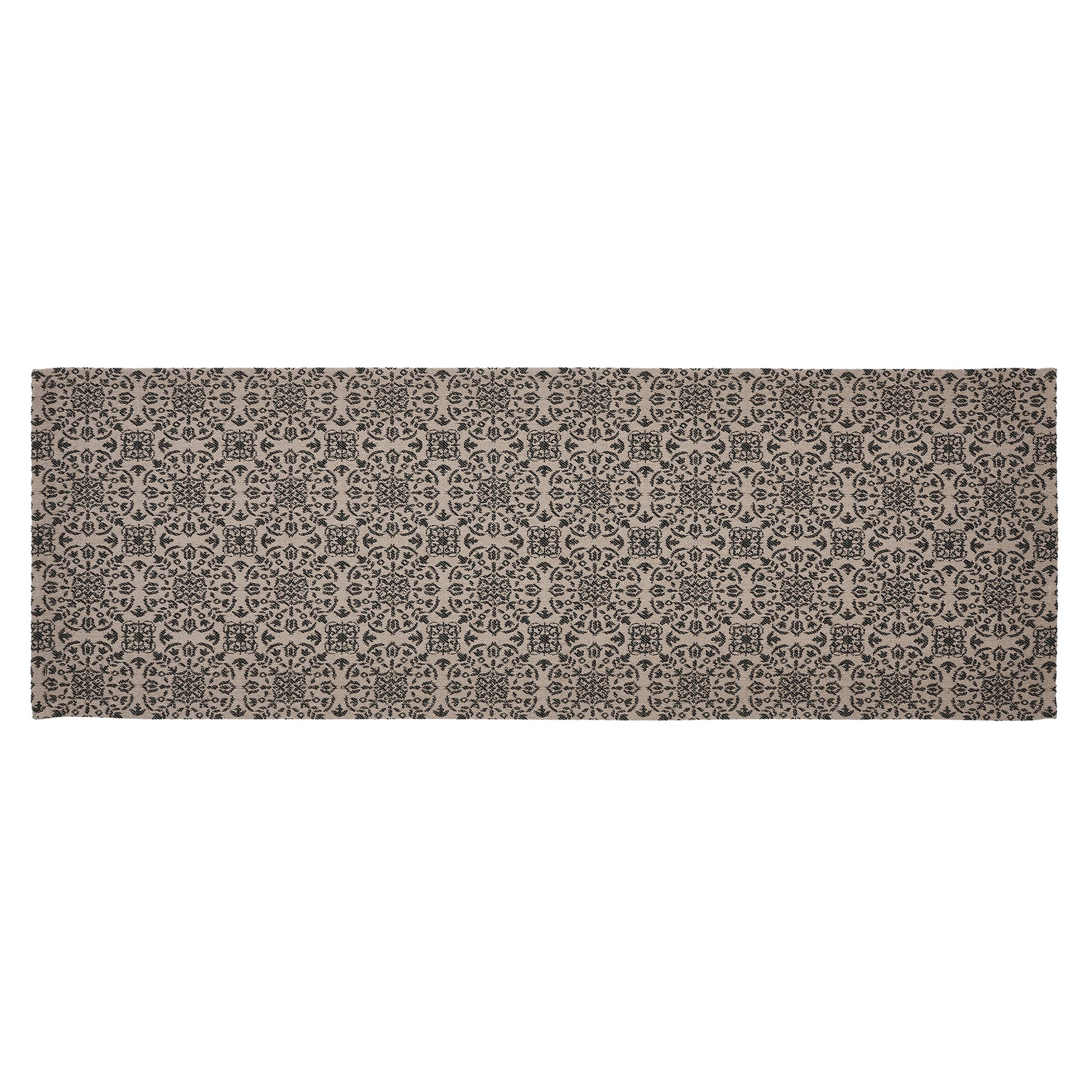 Custom House Black Tan Jacquard Runner 12x36