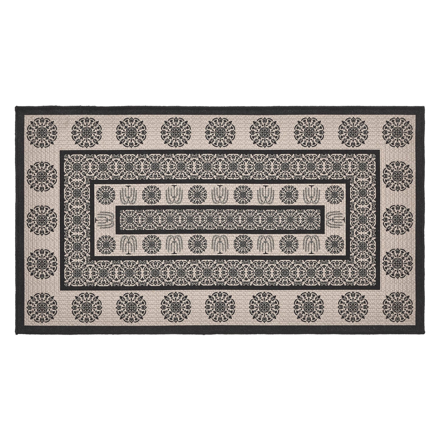 Custom House Black Tan Jacquard Polyester Rug Rect 27x48