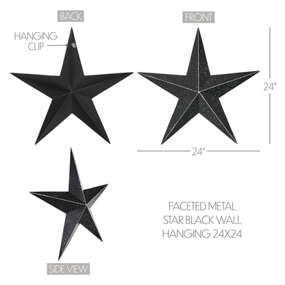Metal Star Speckled Distressed Black 24x24