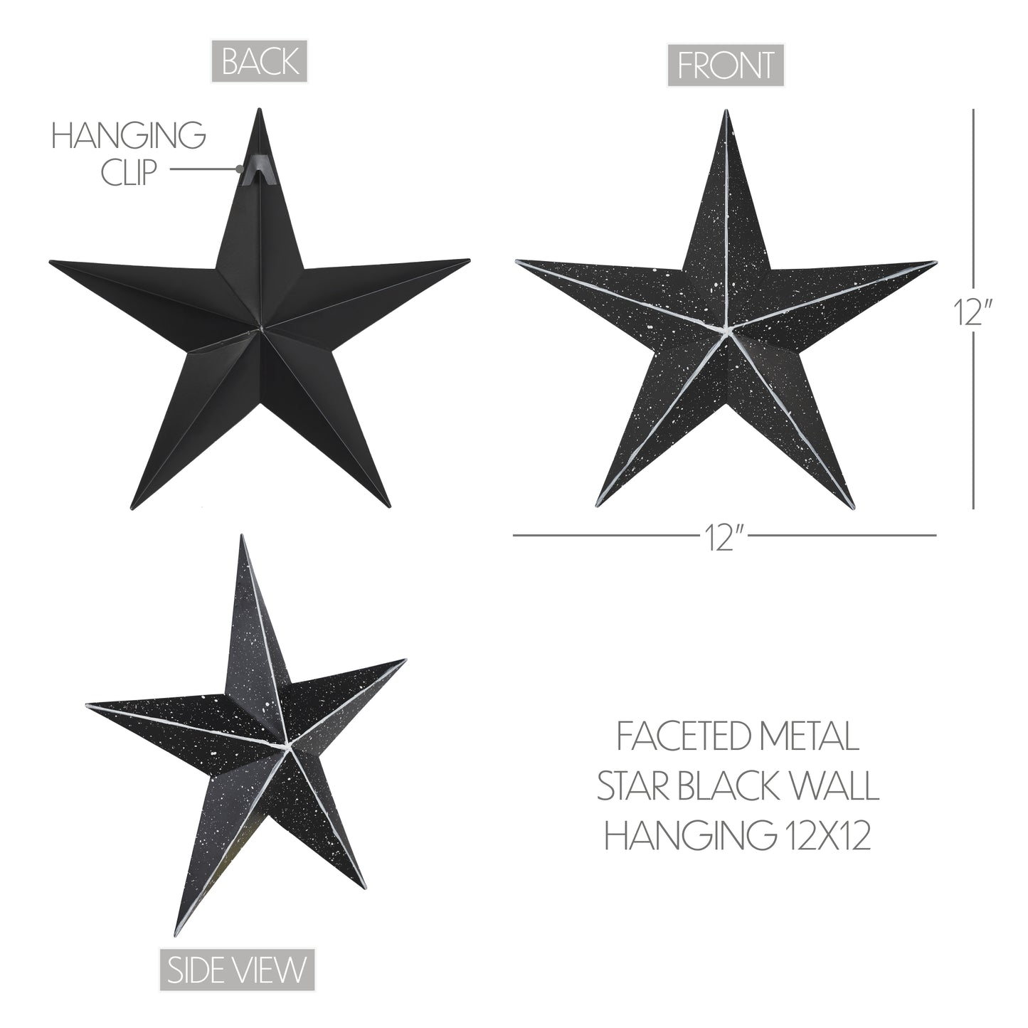 Metal Star Speckled Distressed Black 12x12
