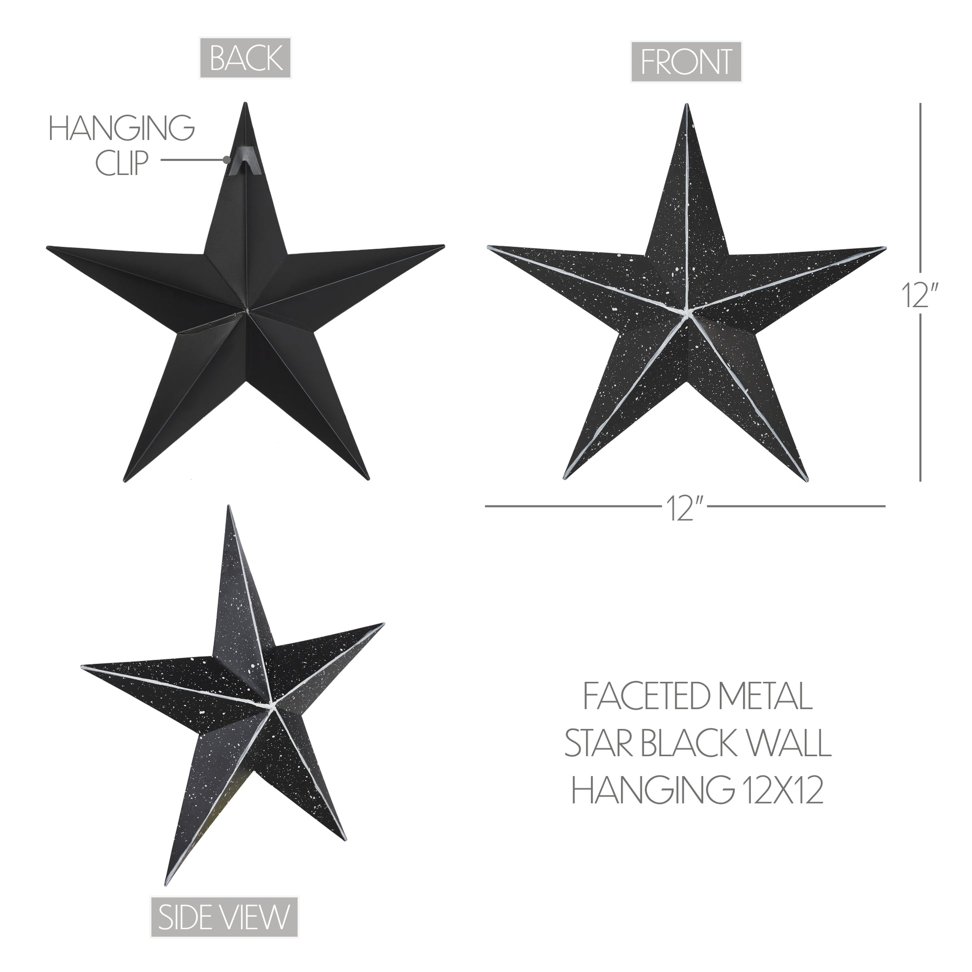 Metal Star Speckled Distressed Black 12x12