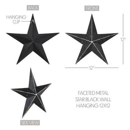 Metal Star Speckled Distressed Black 12x12