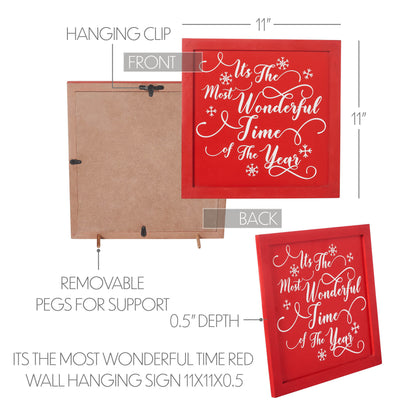 It's The Most Wonderful Time Red Wall Hanging Sign 11x11