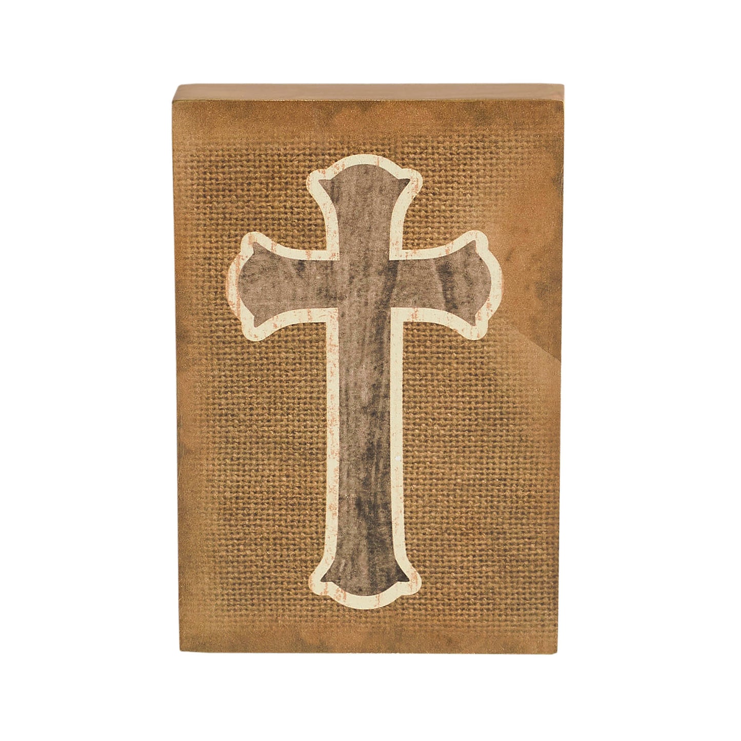 Celebrate Grace Cross On Natural Burlap MDF Wall Sign 6x4x0.75