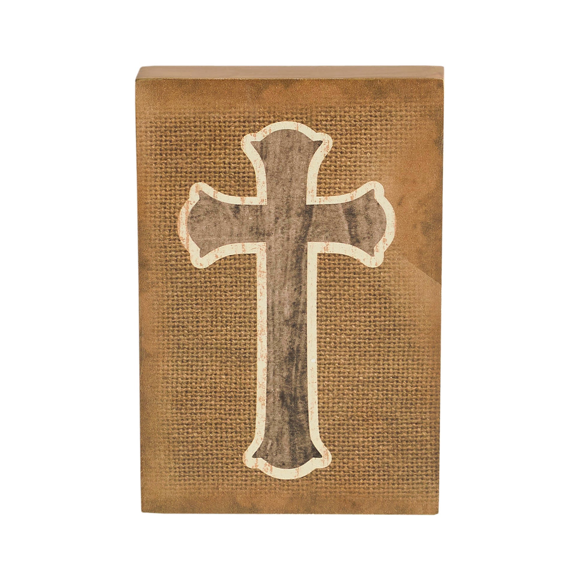Celebrate Grace Cross On Natural Burlap MDF Wall Sign 6x4x0.75