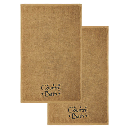 Black Country Bath Stars Tan Hand Towel Set of 2 16x26