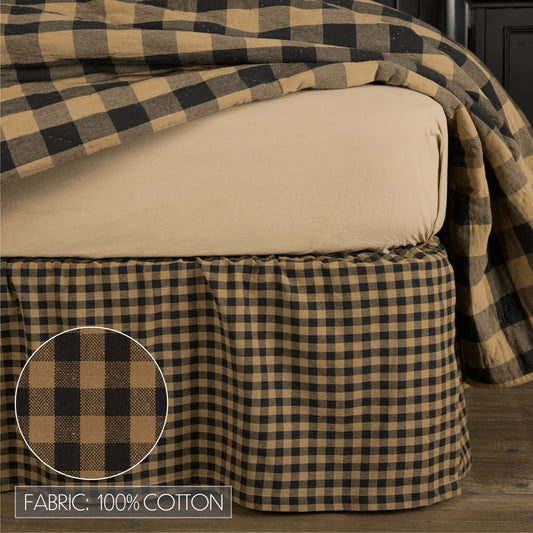 Black Check Bed Skirt Buffalo Plaid Farmhouse Country 100% Cotton
