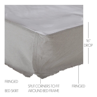 Burlap Dove Grey Fringed Bed Skirt Measurements