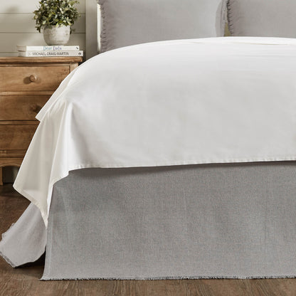 Burlap Dove Grey Fringed Bed Skirt – Rustic Farmhouse Bedding Accent