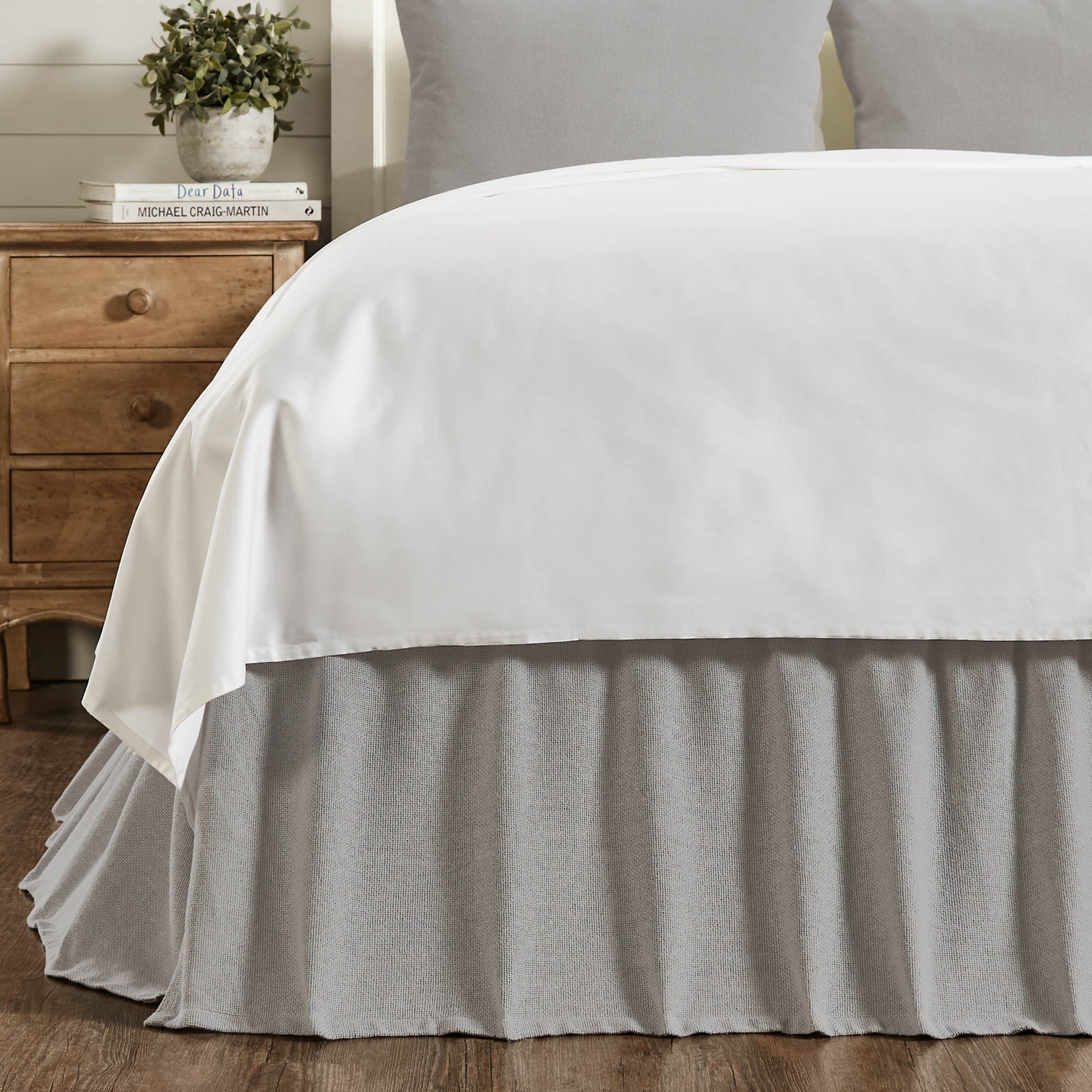Burlap Dove Grey Ruffled Bed Skirt – Farmhouse, Rustic, and Cottage Style