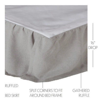 Burlap Dove Grey Ruffled Bed Skirt Measurements