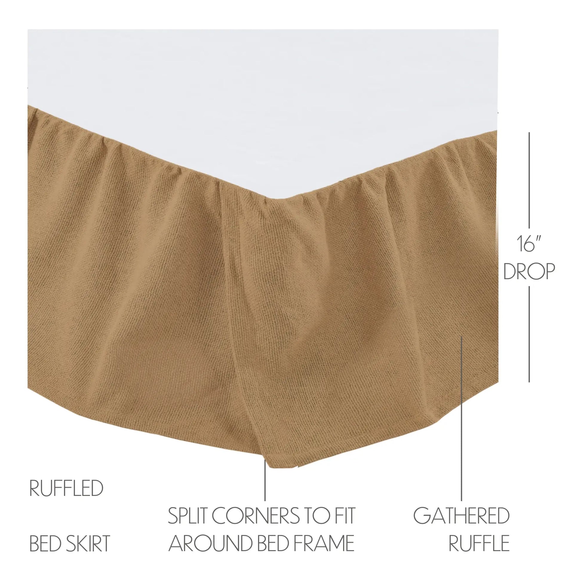 Burlap Natural Ruffled Bed Skirt Measurements