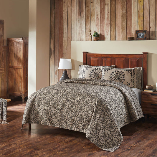Custom House Black Tan Jacquard Coverlet with Timeless Primitive Style