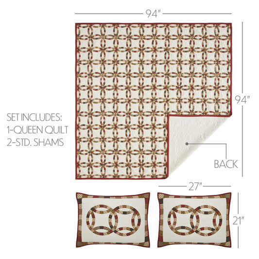 Custom House Wedding Rings Quilt Set with Shams