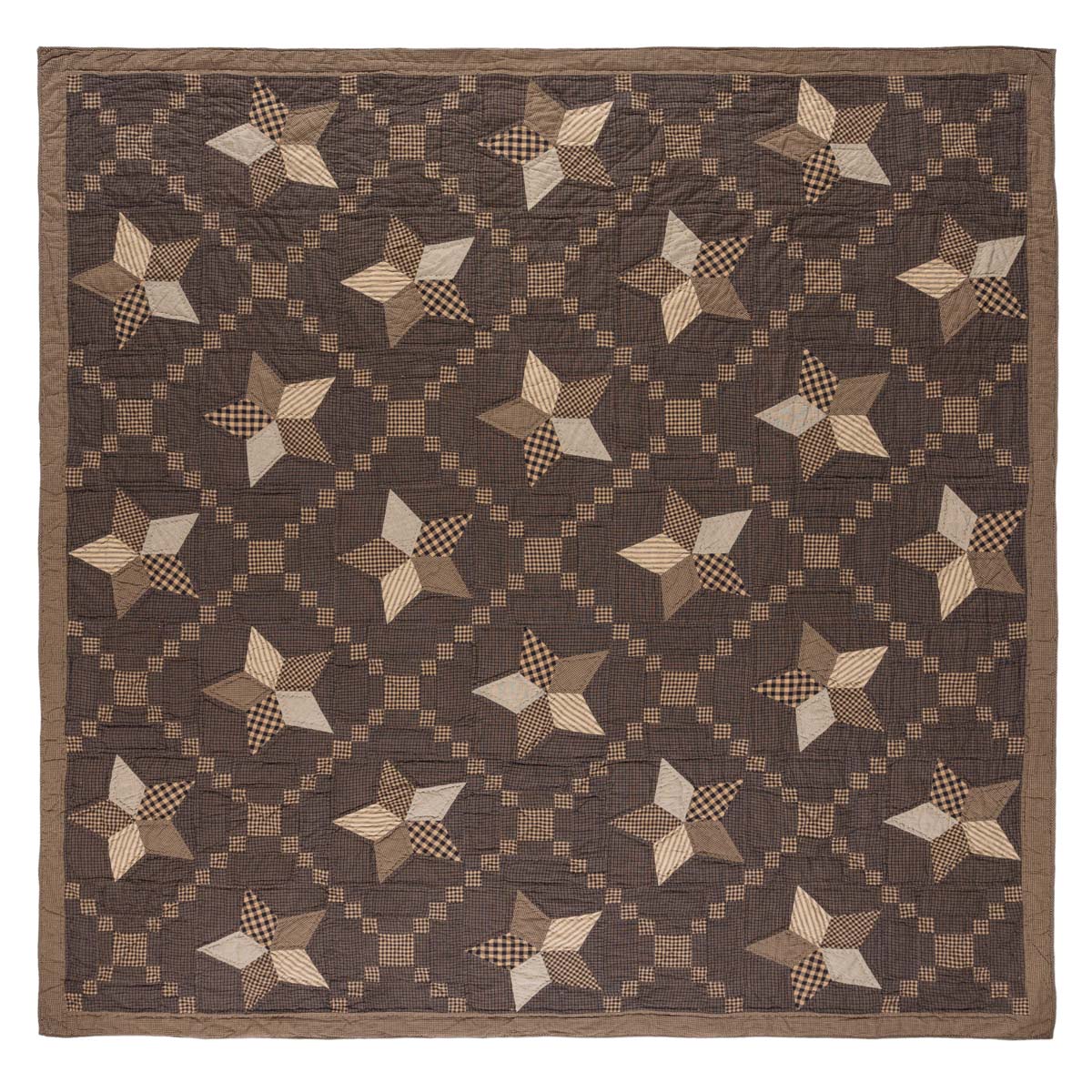 Farmhouse Star Quilt Primitive Patchwork Full View