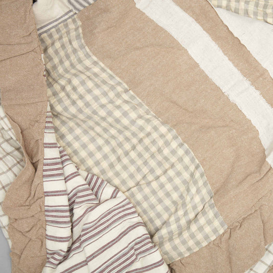 Grace Quilt – Neutral Farmhouse Patchwork Detail View