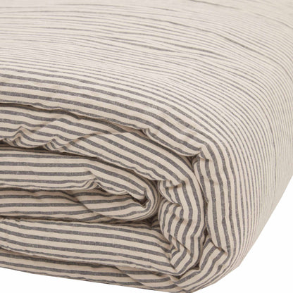 Hatteras Seersucker Blue Ticking Stripe Quilt Coverlet Close Detail