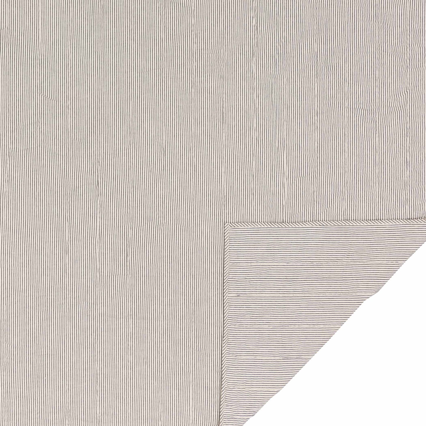 Hatteras Seersucker Blue Ticking Stripe Quilt Coverlet Reverse