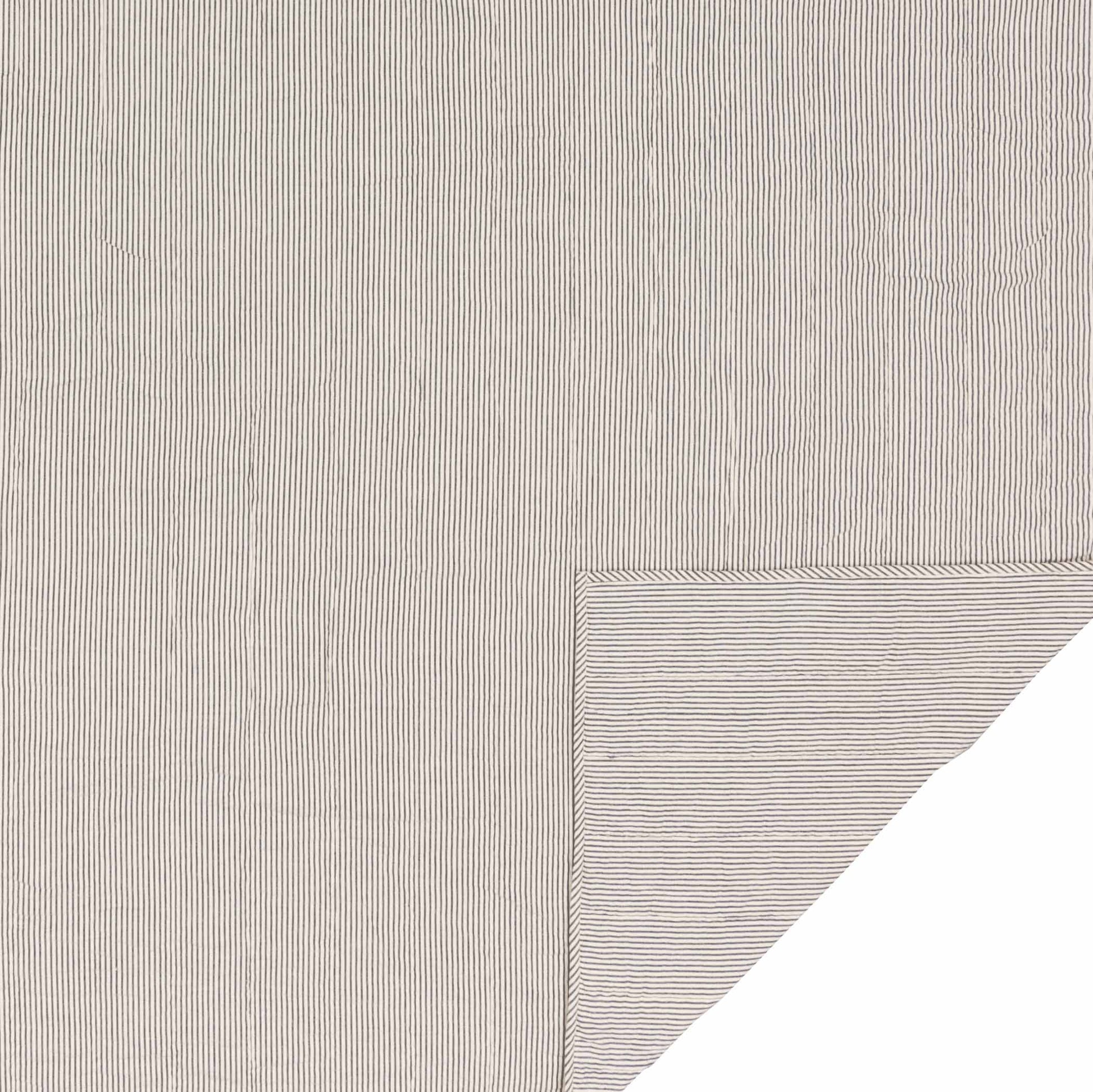 Hatteras Seersucker Blue Ticking Stripe Quilt Coverlet Reverse
