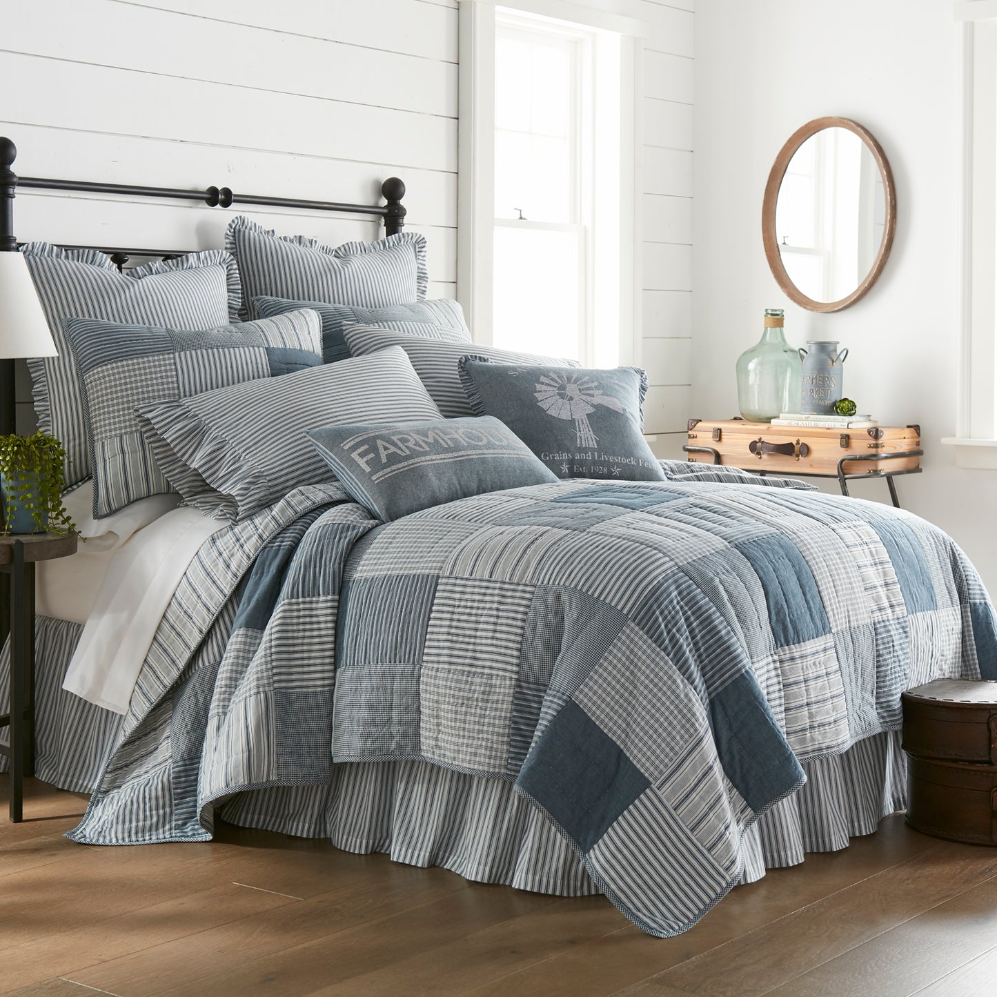 Sawyer Mill Blue Quilt – Reversible Cotton Patchwork Farmhouse Style