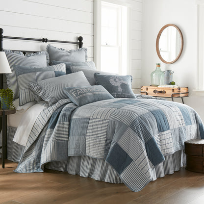 Sawyer Mill Blue Quilt – Reversible Cotton Patchwork Farmhouse Style