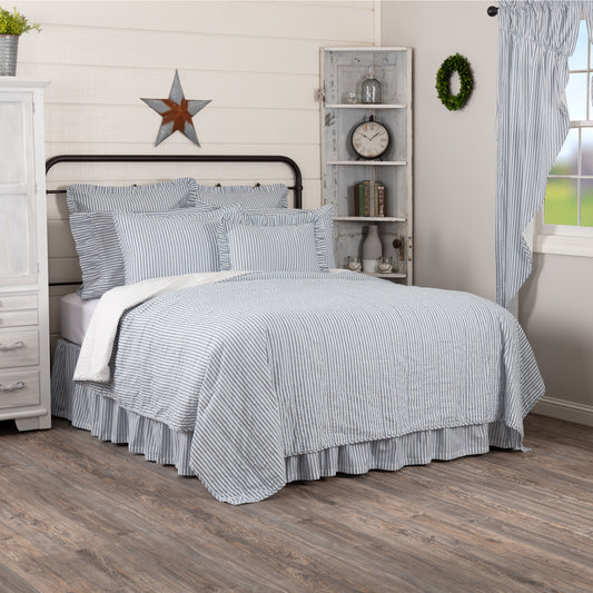 Sawyer Mill Blue Ticking Stripe Quilt Coverlet – Farmhouse Style