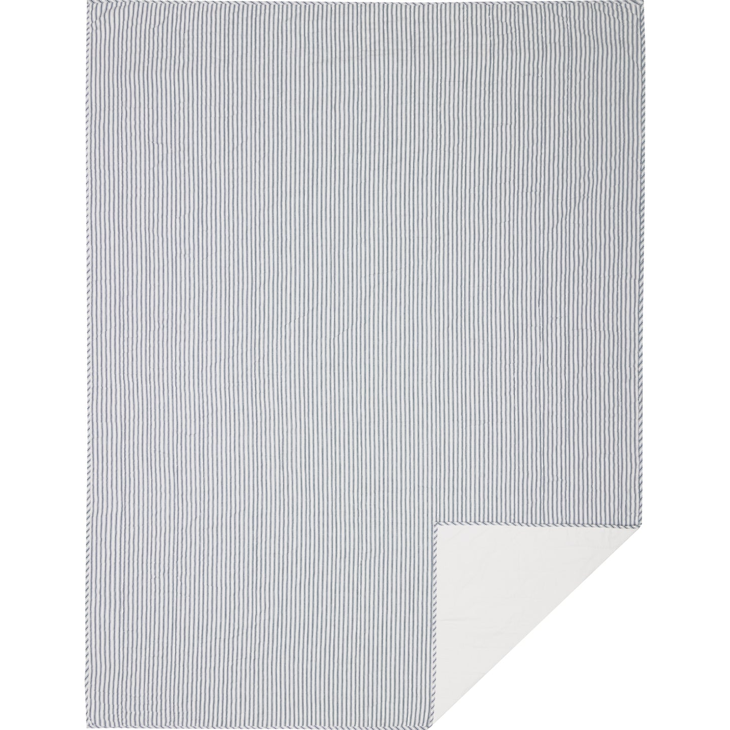 Sawyer Mill Blue Ticking Stripe Quilt Coverlet Reversible Farmhouse Style