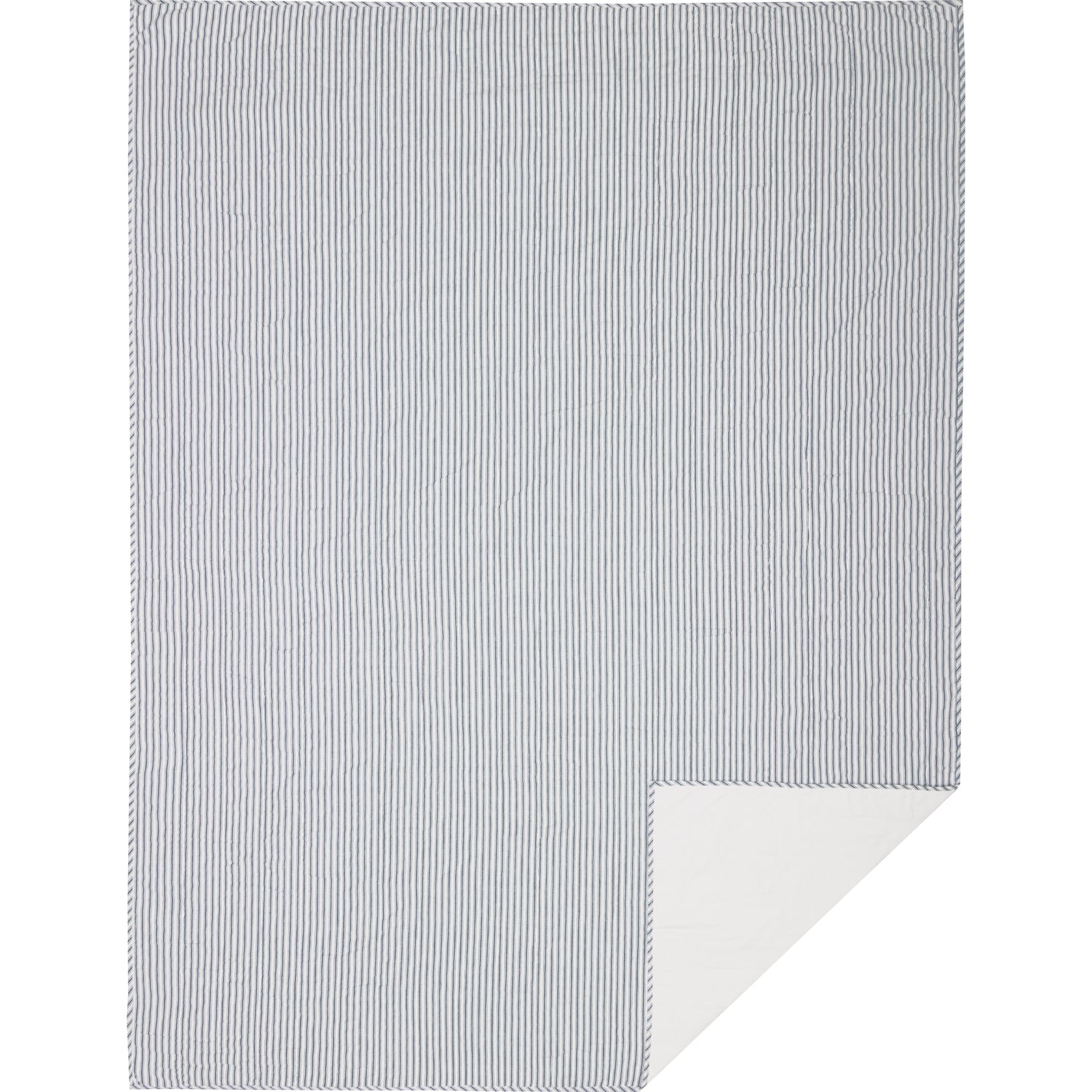 Sawyer Mill Blue Ticking Stripe Quilt Coverlet Reversible Farmhouse Style