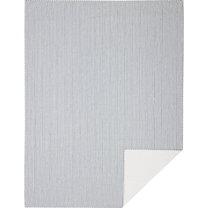Sawyer Mill Blue Ticking Stripe Quilt Coverlet Reversible Farmhouse Style