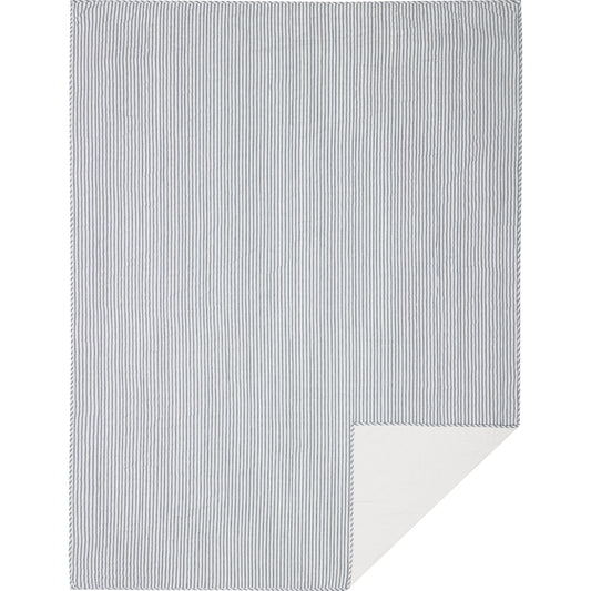Sawyer Mill Blue Ticking Stripe Quilt Coverlet Reversible Farmhouse Style