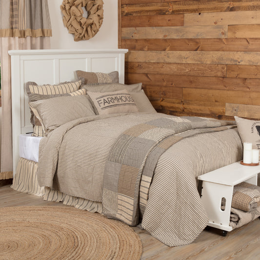 Sawyer Mill Charcoal Ticking Stripe Quilt Coverlet Farmhouse Bedding View