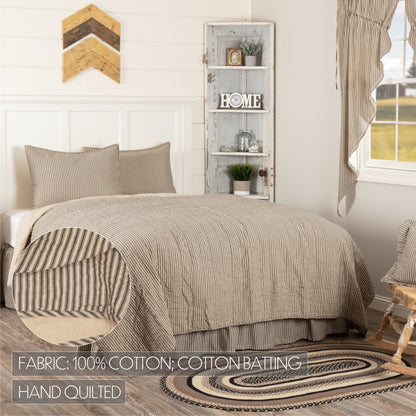 Sawyer Mill Charcoal Ticking Stripe Quilt Set Cotton Batting