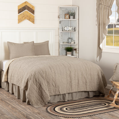 Sawyer Mill Charcoal Ticking Stripe Quilt Set Farmhouse Bedding